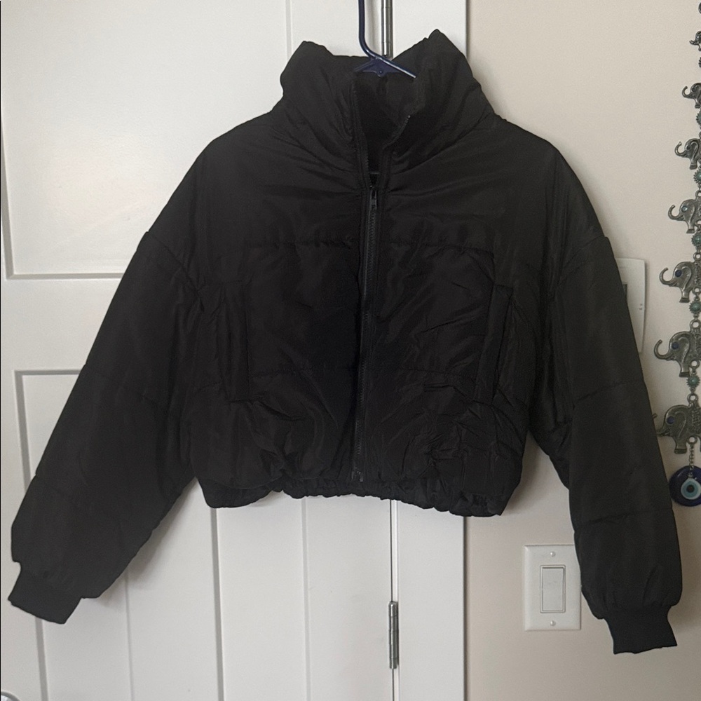 Black Puffer Cropped Jacket - Women Jackets & Coats